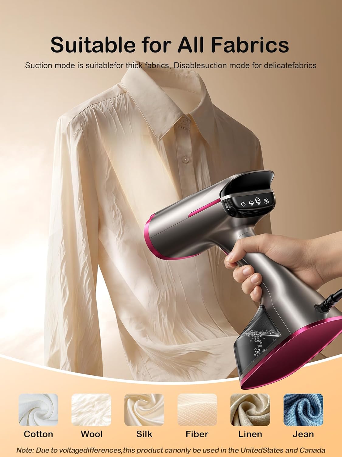 Handheld Vacuum Garment Steamer Iron – 2-in-1 Fast Wrinkle Removal