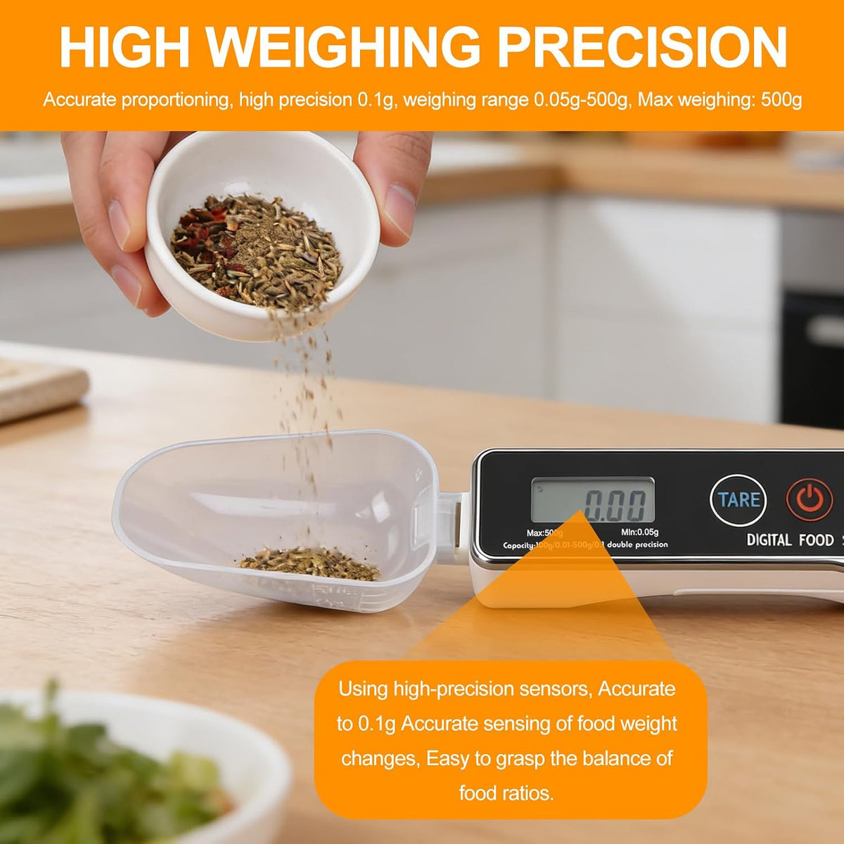 Digital Measuring Spoon Scale – 0.05 g to 500 g With Tare
