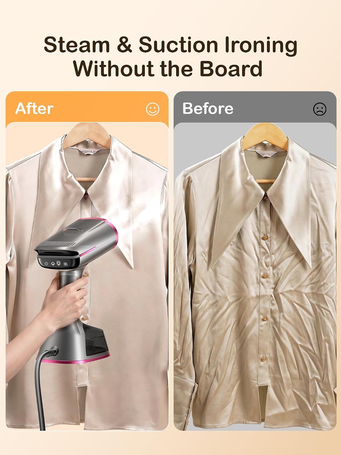Handheld Vacuum Garment Steamer Iron – 2-in-1 Fast Wrinkle Removal