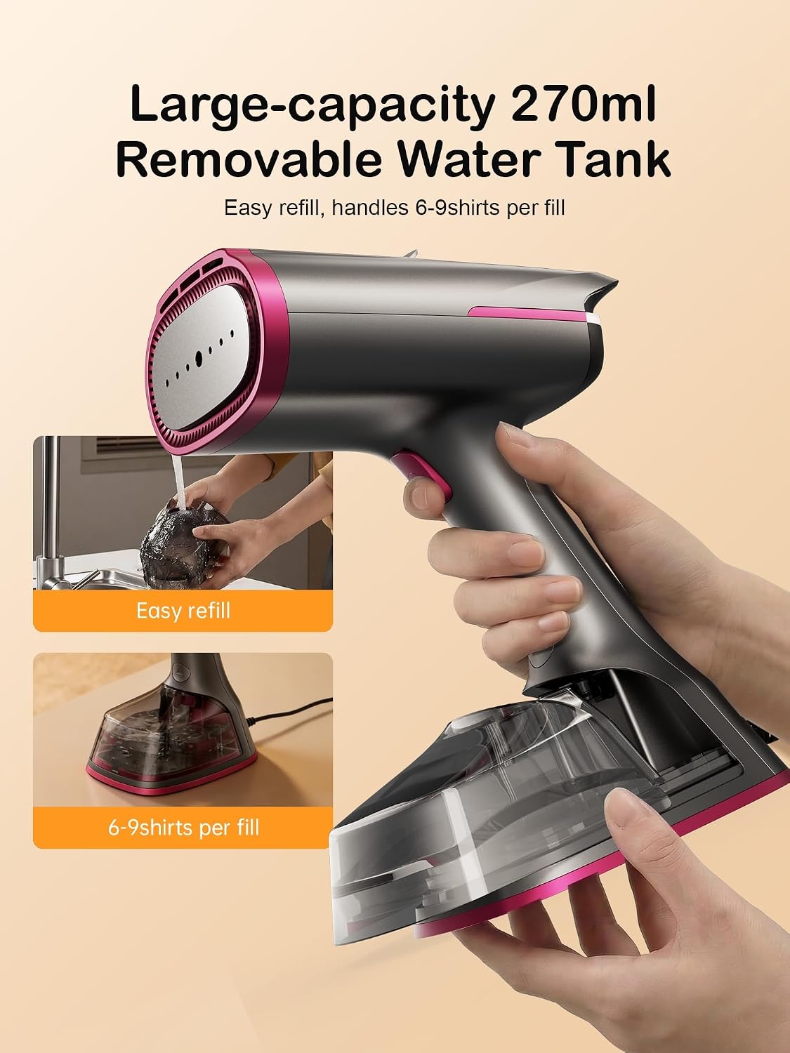 Handheld Vacuum Garment Steamer Iron – 2-in-1 Fast Wrinkle Removal