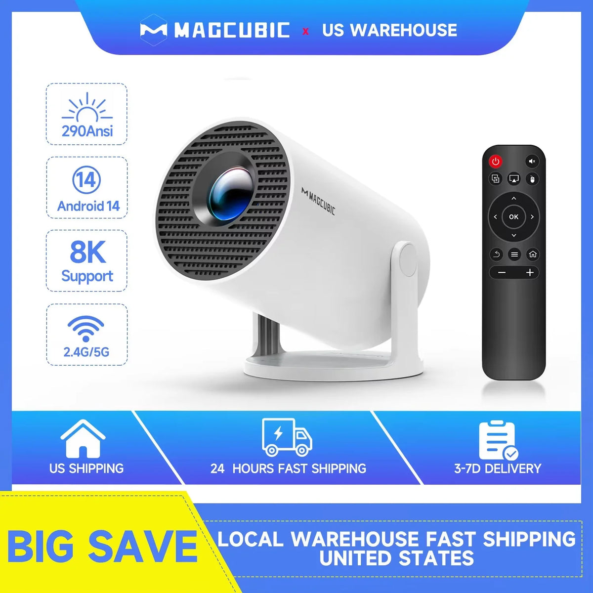 Mini 8K Projector With WiFi 6 – 290 ANSI Home Theater