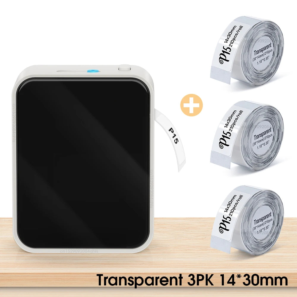 White-3PK Clear color Wireless Bluetooth Label Maker – Portable Inkless Thermal