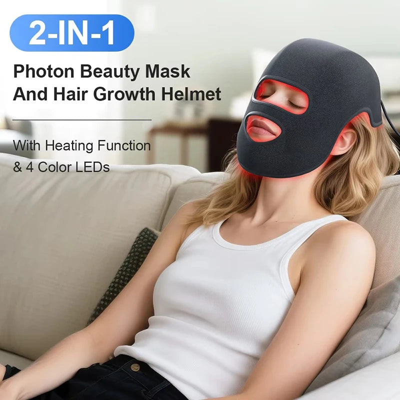 LuxGlow 2-in-1 Red Light Therapy Helmet & Mask