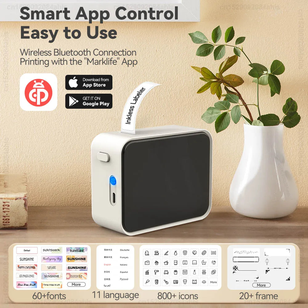 Wireless Bluetooth Label Maker – Portable Inkless Thermal