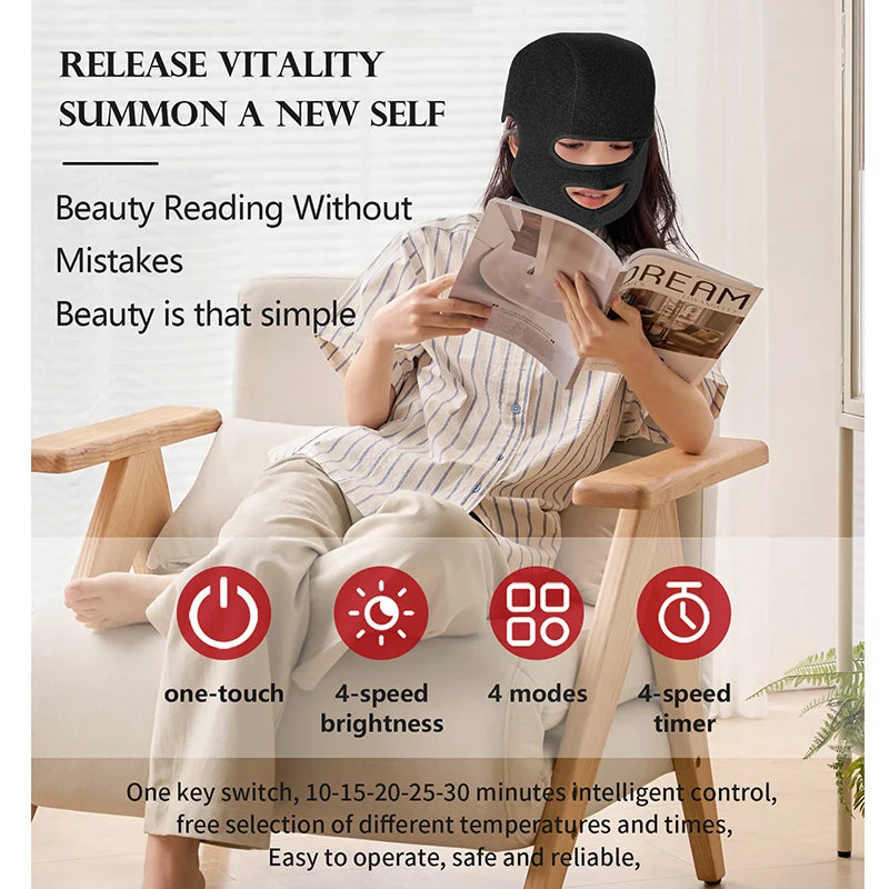 LuxGlow 2-in-1 Red Light Therapy Helmet & Mask