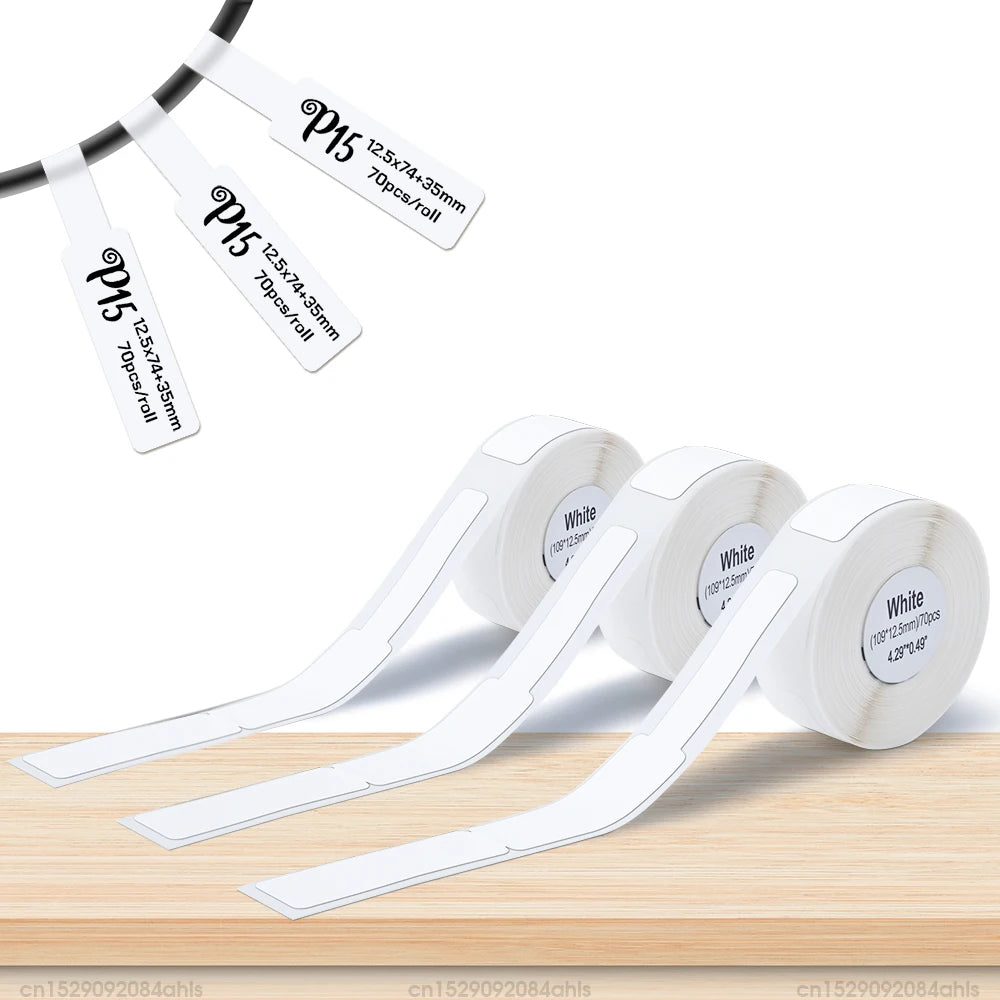 3PK White Cable color Wireless Bluetooth Label Maker – Portable Inkless Thermal