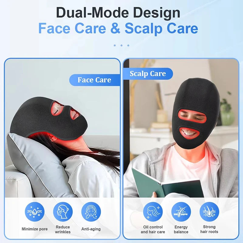 LuxGlow 2-in-1 Red Light Therapy Helmet & Mask