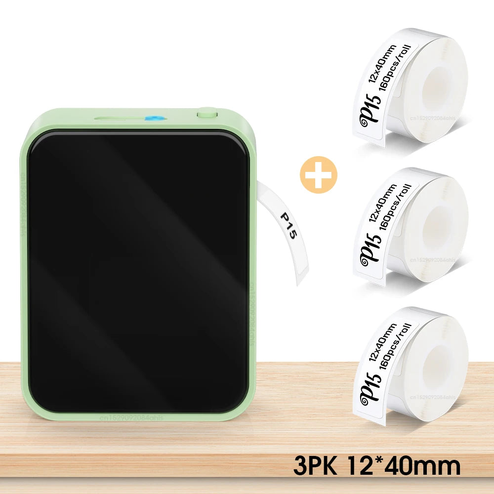 Green-3PK 12-40mm color Wireless Bluetooth Label Maker – Portable Inkless Thermal