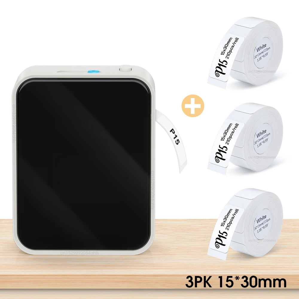 White-3PK 15-30mm color Wireless Bluetooth Label Maker – Portable Inkless Thermal