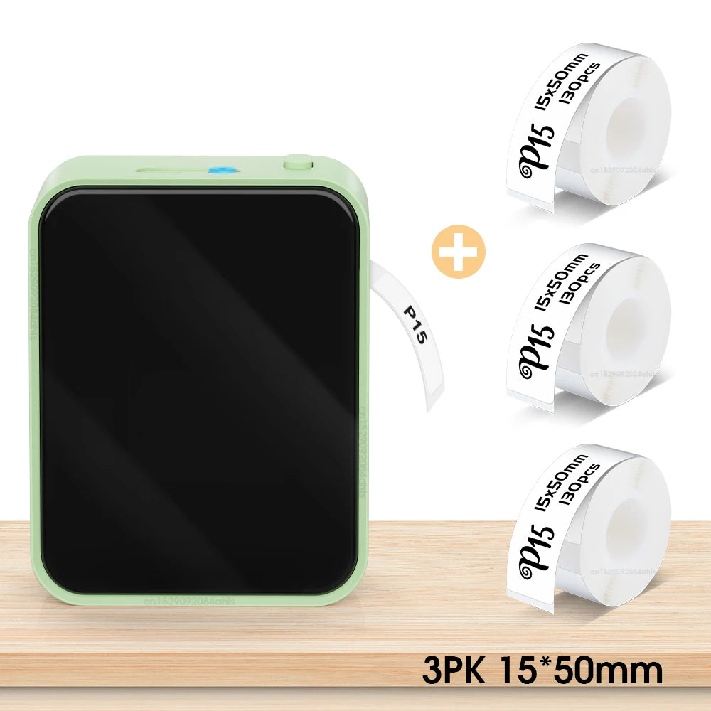 Green-3PK 15-50mm color Wireless Bluetooth Label Maker – Portable Inkless Thermal