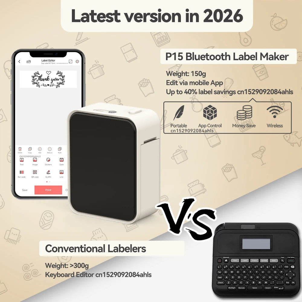 Wireless Bluetooth Label Maker – Portable Inkless Thermal