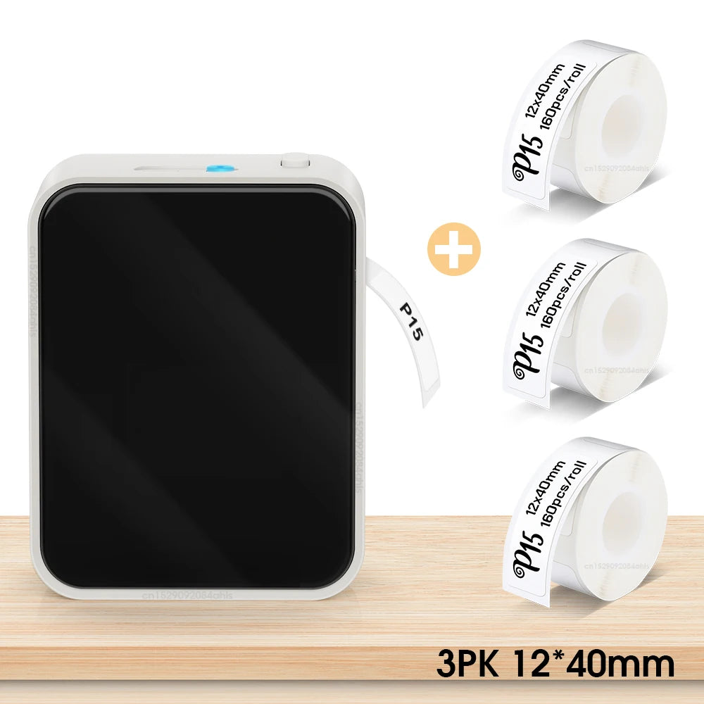 White-3PK 12-40mm color Wireless Bluetooth Label Maker – Portable Inkless Thermal
