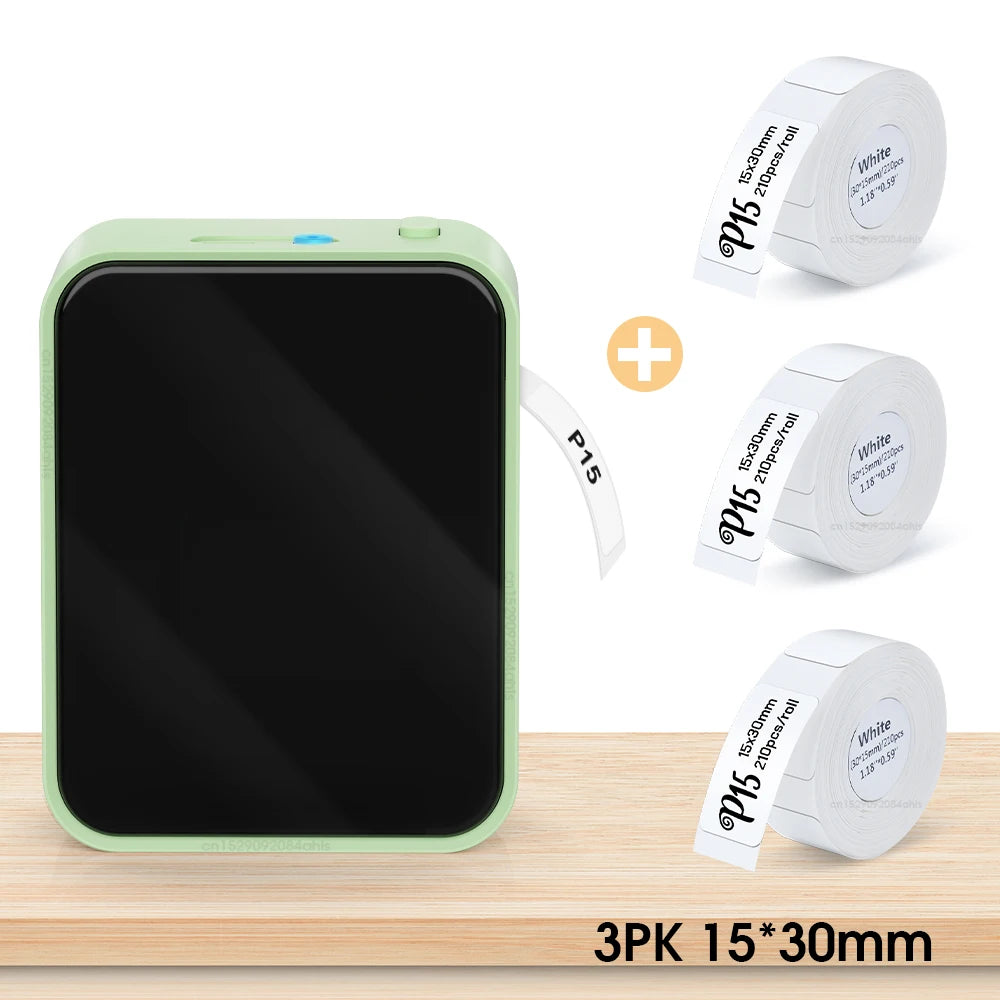 Green-3PK 15-30mm color Wireless Bluetooth Label Maker – Portable Inkless Thermal