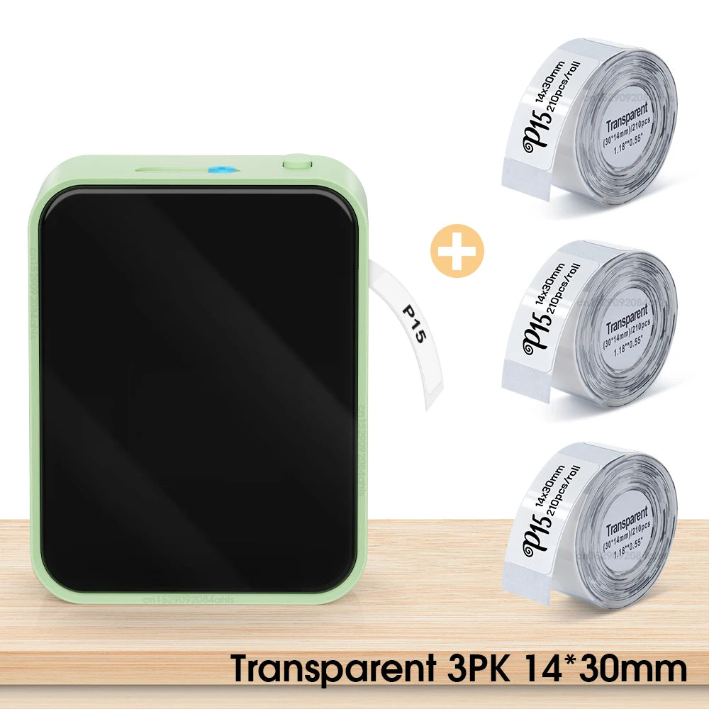Green-3PK Clear color Wireless Bluetooth Label Maker – Portable Inkless Thermal